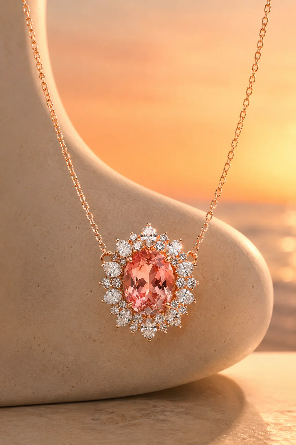 Peach gemstone pendant